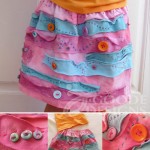 Recycled t-shirt button skirt by Jen Goode