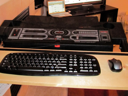 Wireless keyboard and mouse on my treadmill desk