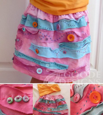 recycled t-shirt button skirt