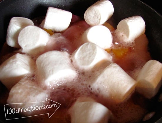 Add all peach cobbler filling ingredients to a pan to cook