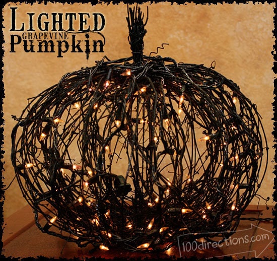 Back grapevine pumpkin with lights