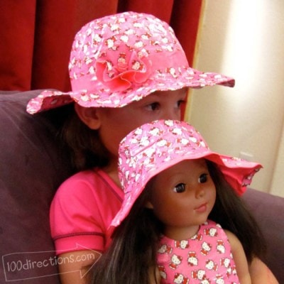 Matching child/doll Duct Tape sun hats