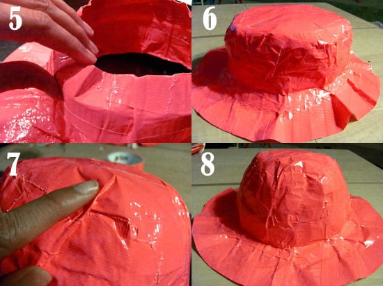 more steps to making a Duct tape sun hat