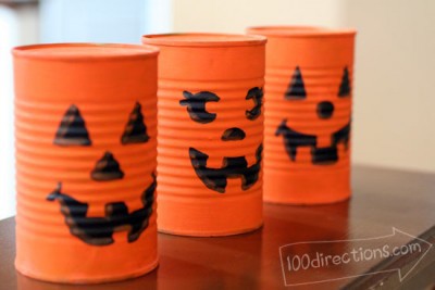 Soup can Jack-o-Lanterns