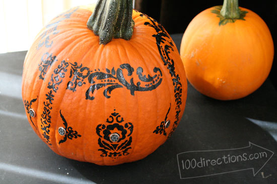 Decorative stenciled Halloween pumpkin by Jen Goode