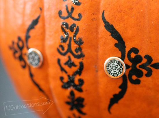 stencil decorated pumpkin