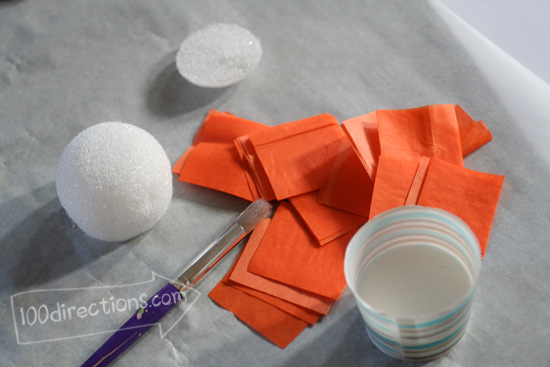 Decoupage the Styrofoam pieces