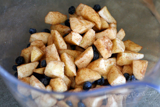 apples and blueberries cut and spiced