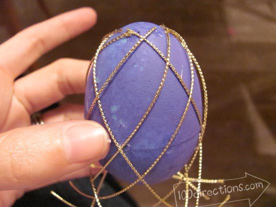 Adding twine to create the Faberge egg look