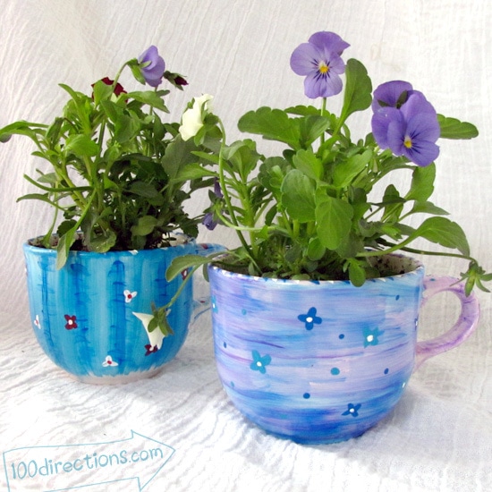 use layers of paint to add texture when painting your tea cups