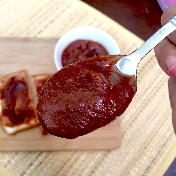 Yummy spoonful of apple butter