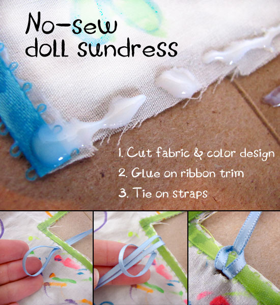 Make A No Sew Doll Sundress 100 Directions - Diy Barbie Clothes No Sew Glue