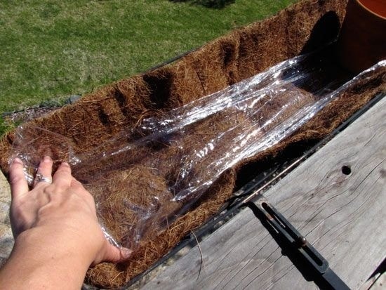 line bottom with plastic wrap