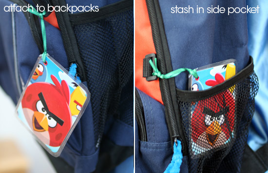 Attach the tag to the side to stash in a side pocket or let hang