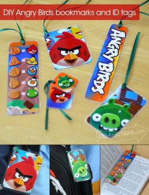 Angry Birds bookmarks and ID tags