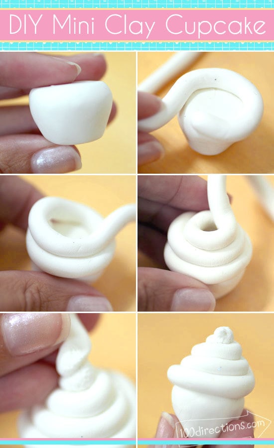 DIY mini clay cupcake step-by-step tutorial