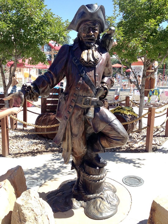 Pirates Cove Pirate Statue that Greets you as you enter the activity park