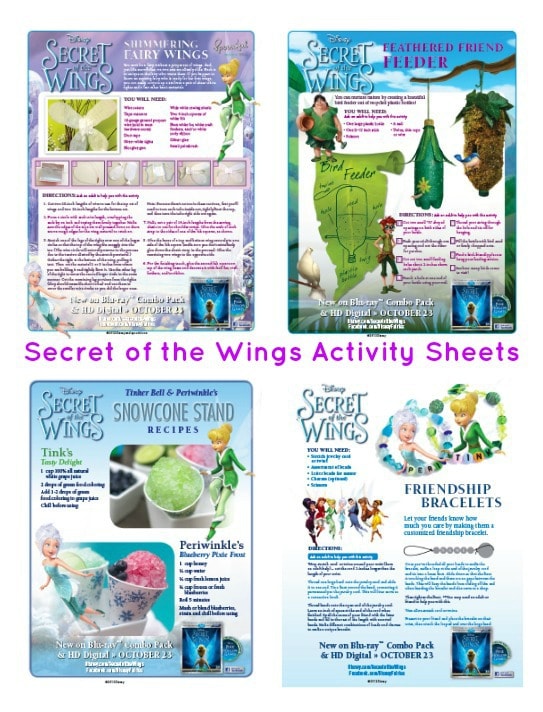Secret of the Wings Activity Sheets