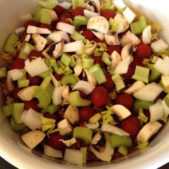 Chopped celery and onion