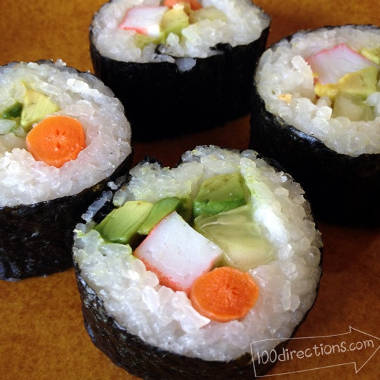 Making home made sushi rolls