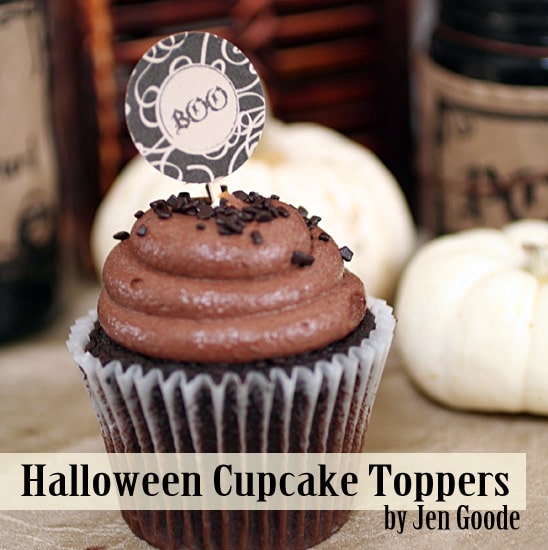Printable Halloween cupcake toppers by Jen Goode