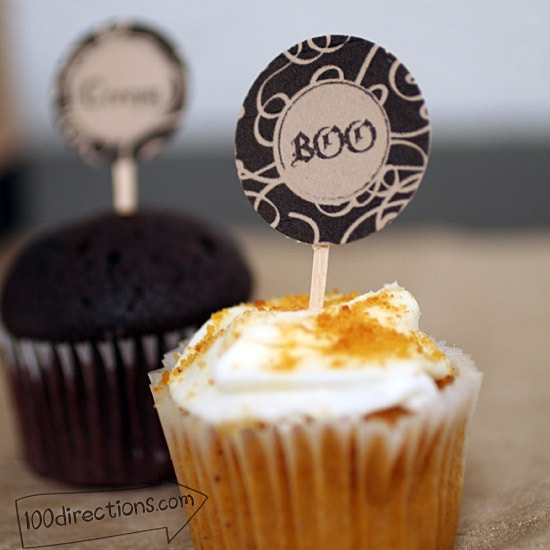 Decorate with printable Halloween cupcake toppers