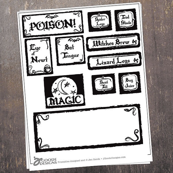 Printable Halloween potion and witch's brew labels - 100 Directions