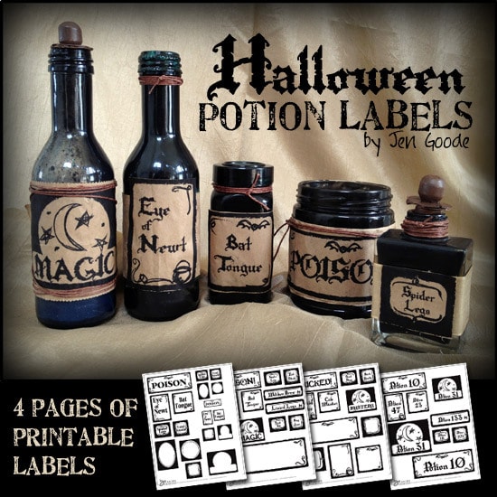 Printable Halloween potion labels by Jen Goode