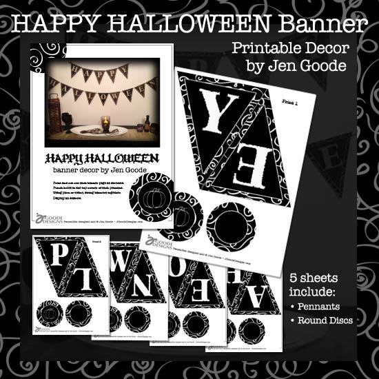 Happy Halloween printable banner craft by Jen Goode