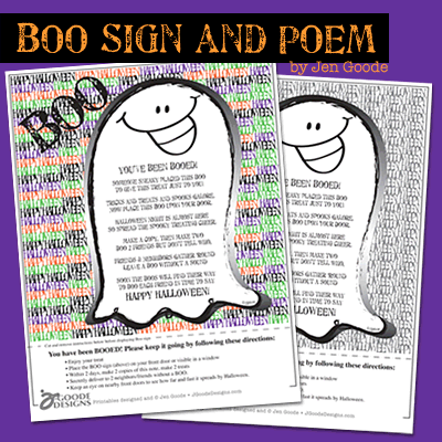 Boo Sign and Poem by Jen Goode
