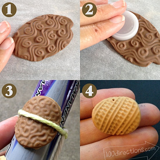 Steps to make each clay piece for a clay bracelet