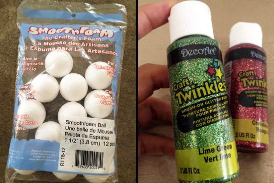 Smoothfoam balls and Craft Twinkles paint from DecoArt