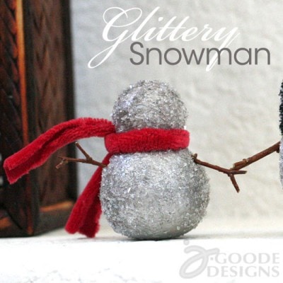 Glittery snowman decor designed by Jen Goode