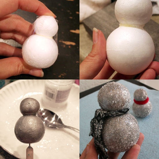 Making a glittery foam snowman
