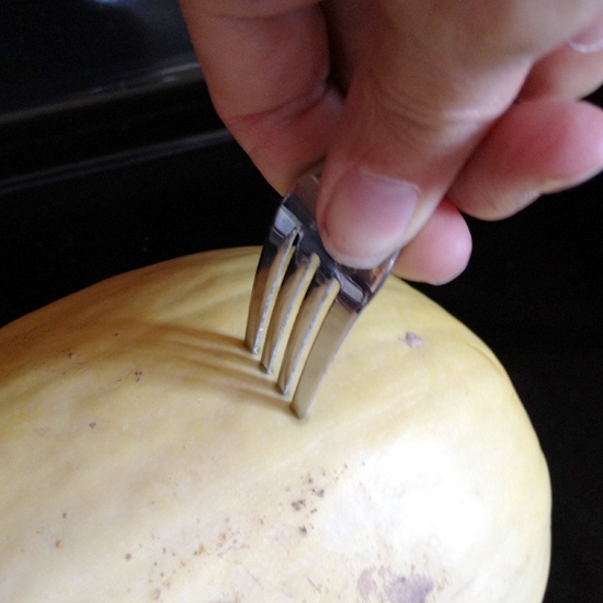 Prepping spaghetti squash