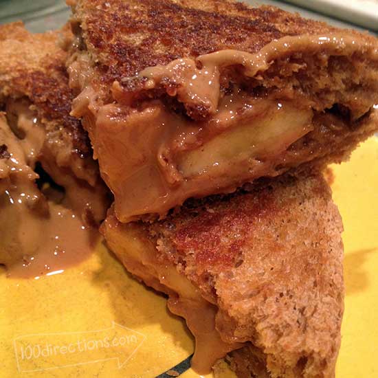 gooey toasted peanut butter and banana sandwich