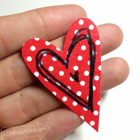 Make a mini heart with washit tape