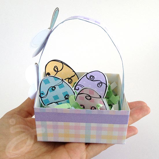 Mini Easter Basket with Decorated eggs printable by Jen Goode