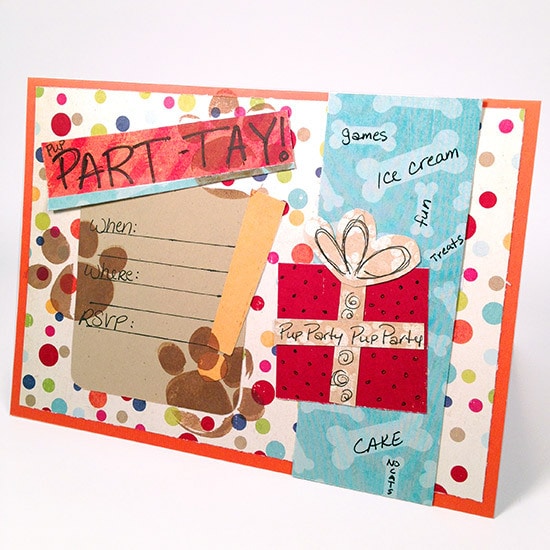 Party invitation designed with Imaginisce and Xyron by Jen Goode