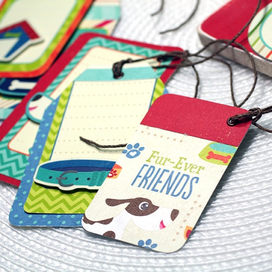 Gift tags made with Good Dog Collection from Imaginisce and Xyron