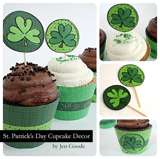 Shamrock cupcake wrappers and toppers