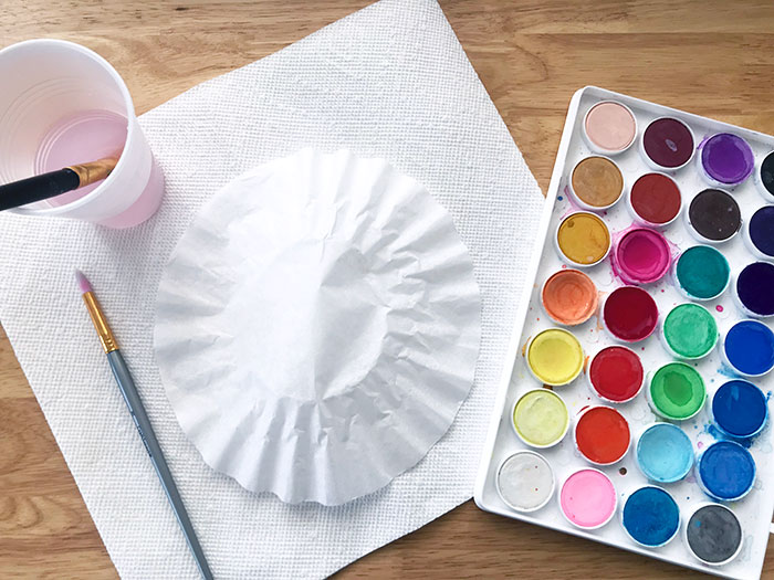 Supplies you need to paint coffee filters to making tissue paper flowers