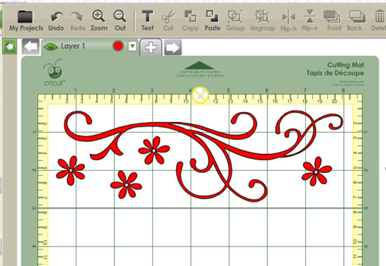 Lay out design pieces to cut in Cricut Craft Room software