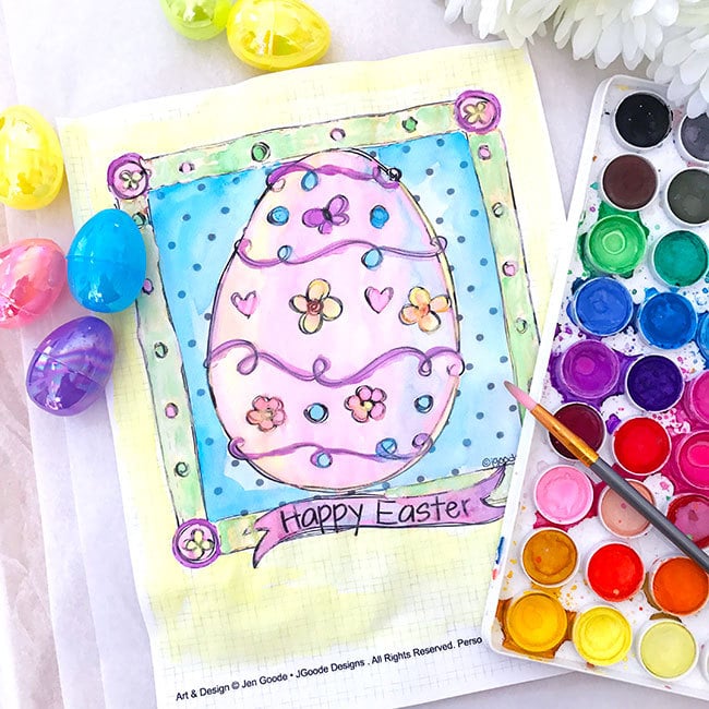 Happy Easter Egg coloring page by Jen Goode