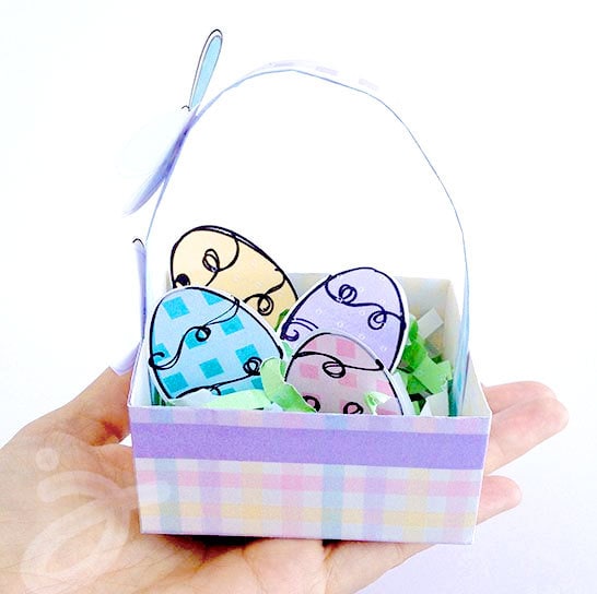 Mini Easter Basket with Decorated eggs printable by Jen Goode