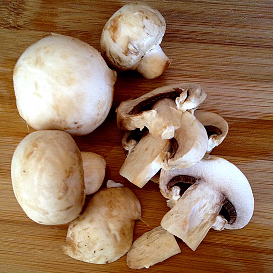 Sliced mushrooms