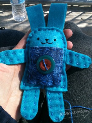 Small blue felt bunny