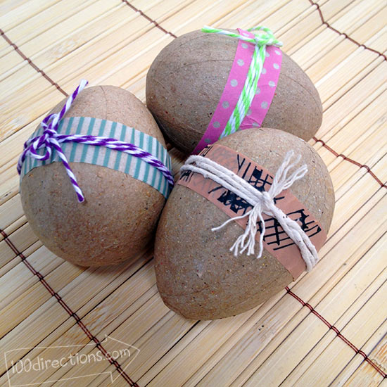 Decorate Easter Eggs with washi tape and twine
