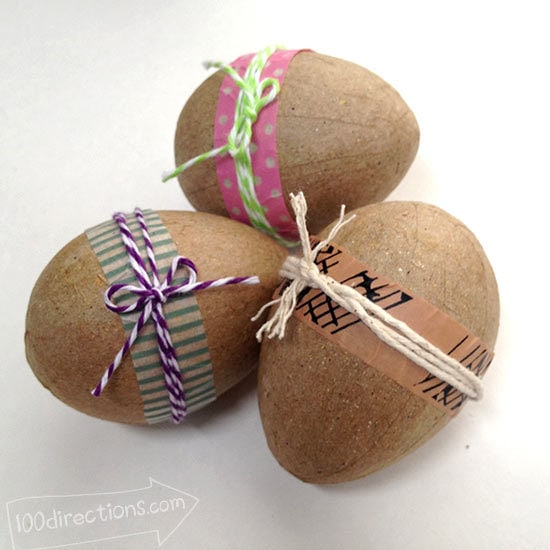 Washi tape and twine decorated Easter Eggs