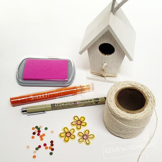 materials to decorate the birdhouse
